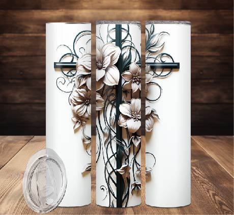 Cross and Flowers 20oz Skinny Tumbler