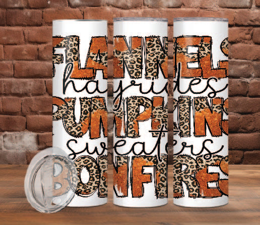 "FLANNEL, PUMPKINS,..." 20oz Skinny Tumbler