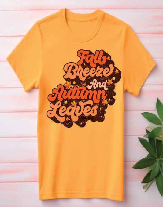 "FALL BREEZE AND AUTUMN LEAVES" Short Sleeve T-Shirt