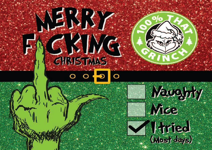 Grinch "MERRY F'ING CHRISTMAS" 20oz Skinny Tumbler