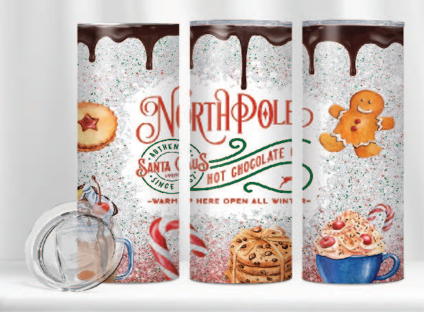 "NORTH POLE SANTA CLAUS HOT CHOCOLATE" 20oz Skinny Tumbler