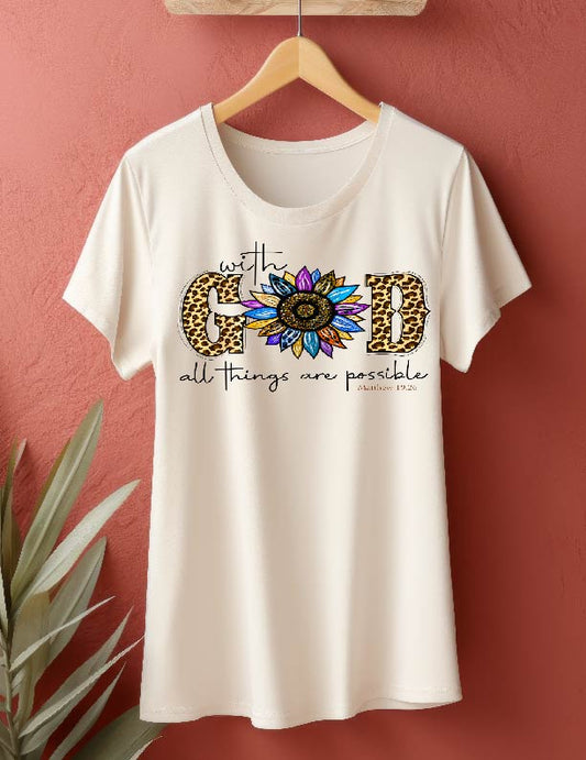 "WITH GOD ALL THINGS ARE POSSIBLE"  Short Sleeve T-Shirt