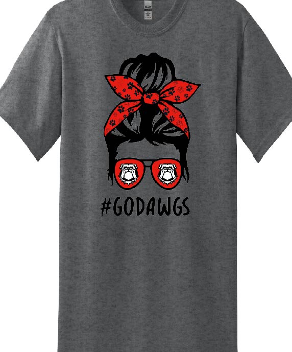 Georgia Bulldogs Messy Bun Short Sleeve T-Shirt